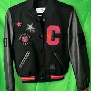 Coach Women's Black and Red Varsity Jacket. EUC